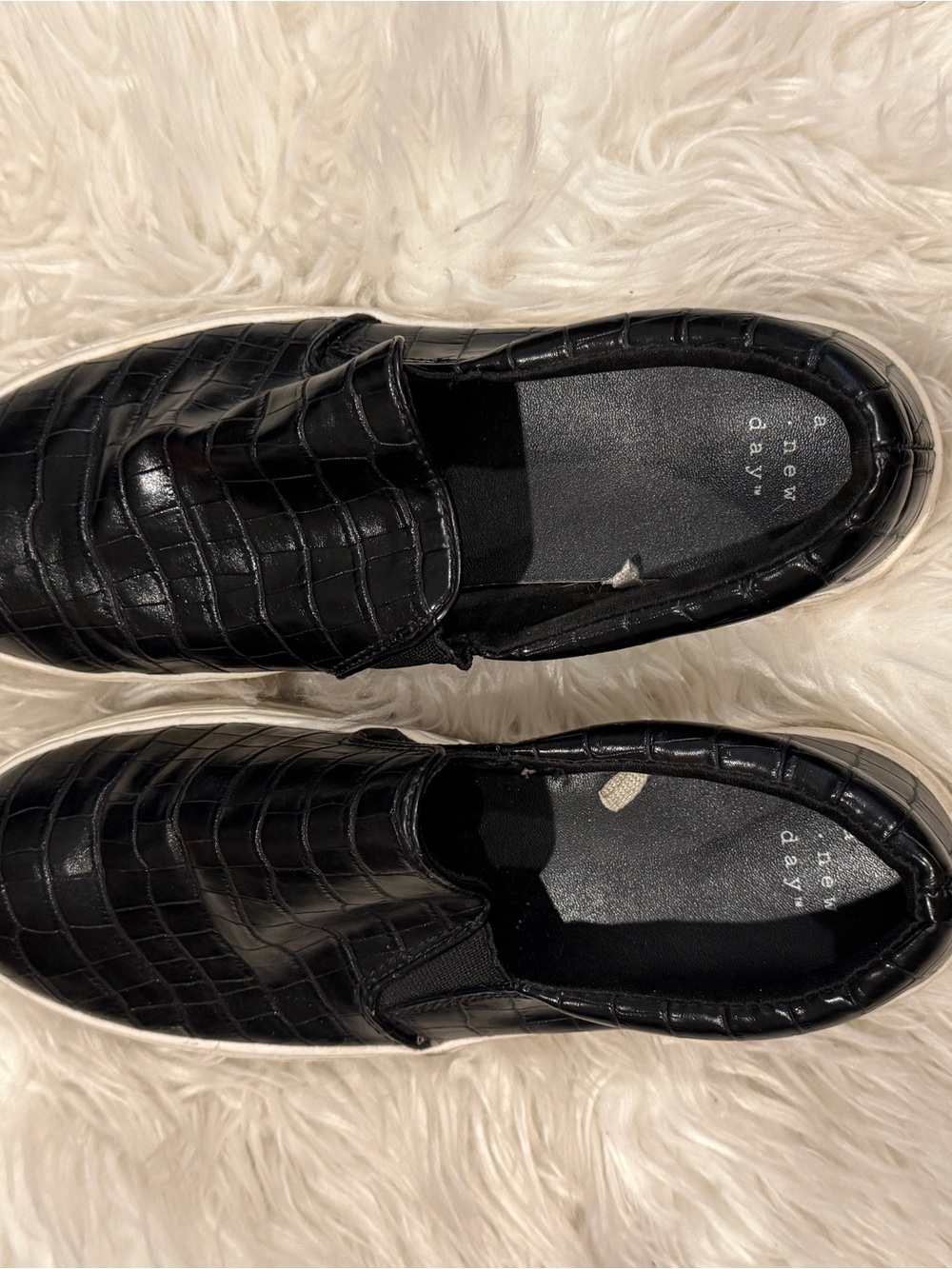 a new day Black Croc-Embossed Slip-On Athletic Sneakers